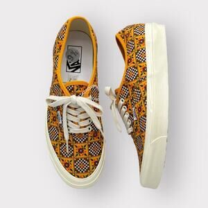 VANS NEW Authentic Anaheim Factory Yellow Tile Check Canvas Sneakers Mens sz 9.5